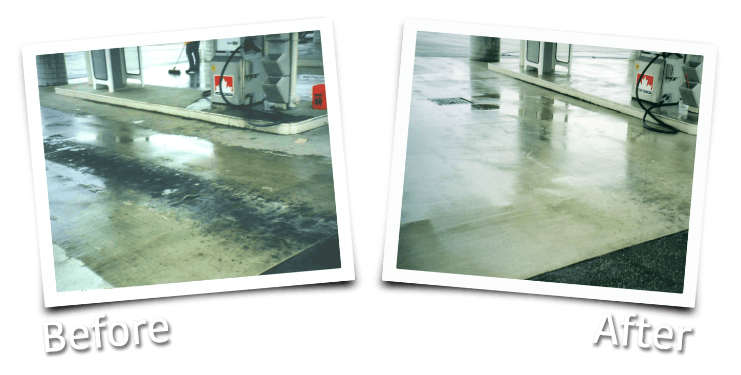 BT200 Before & After on Concrete Pad at Gas Station
